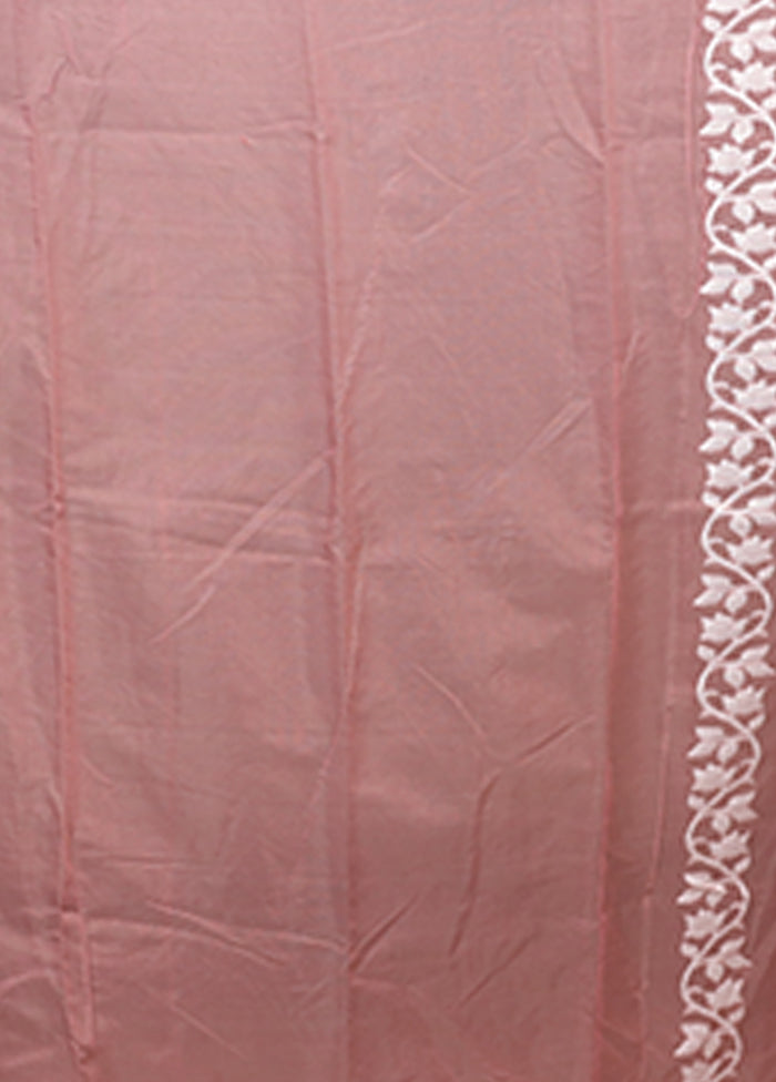 Pink Jamdani Cotton Saree Without Blouse Piece