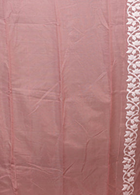 Pink Jamdani Cotton Saree Without Blouse Piece