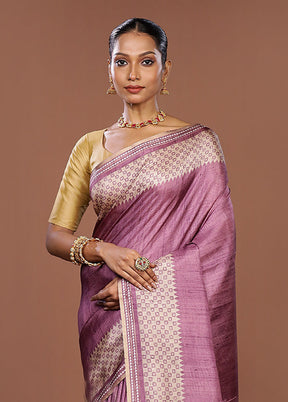 Purple Tussar Silk Saree With Blouse Piece