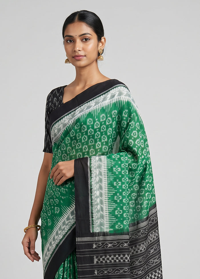 Green Bomkai Silk Saree Without Blouse Piece