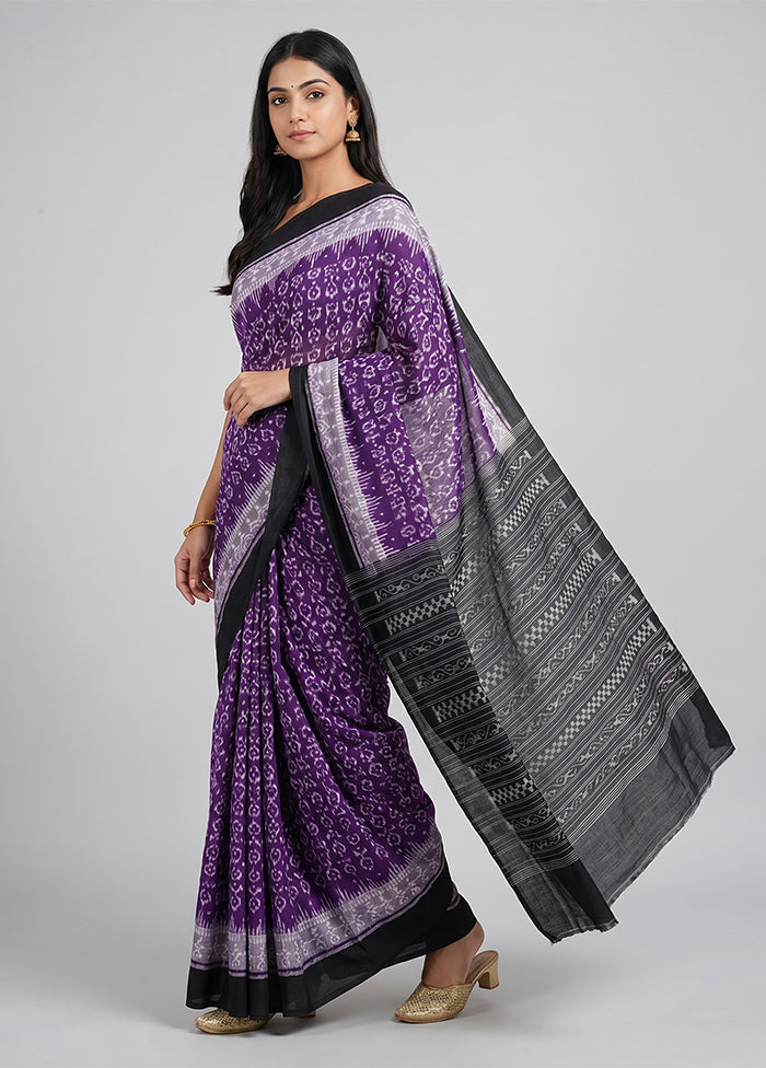Purple Bomkai Silk Saree Without Blouse Piece
