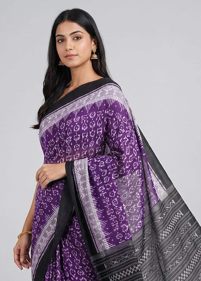 Purple Bomkai Silk Saree Without Blouse Piece