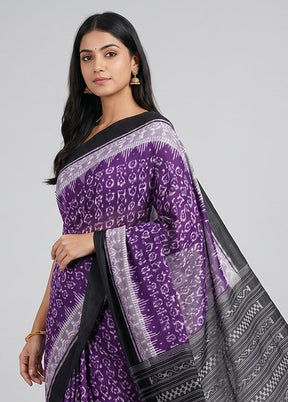 Purple Bomkai Silk Saree Without Blouse Piece