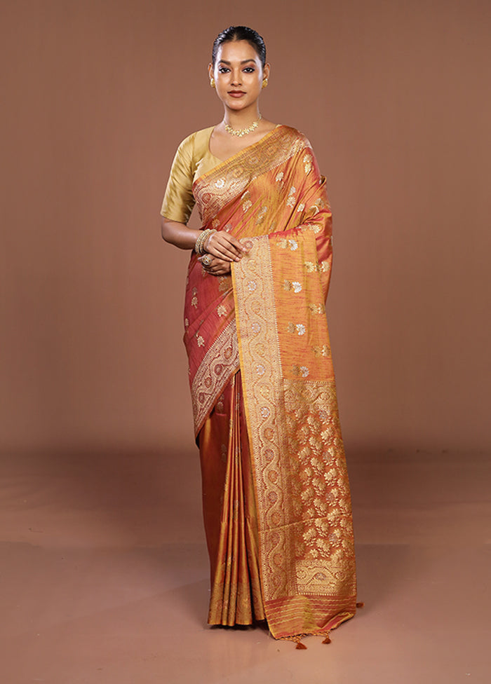 Pink Dupion Silk Saree With Blouse Piece