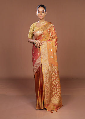 Pink Dupion Silk Saree With Blouse Piece