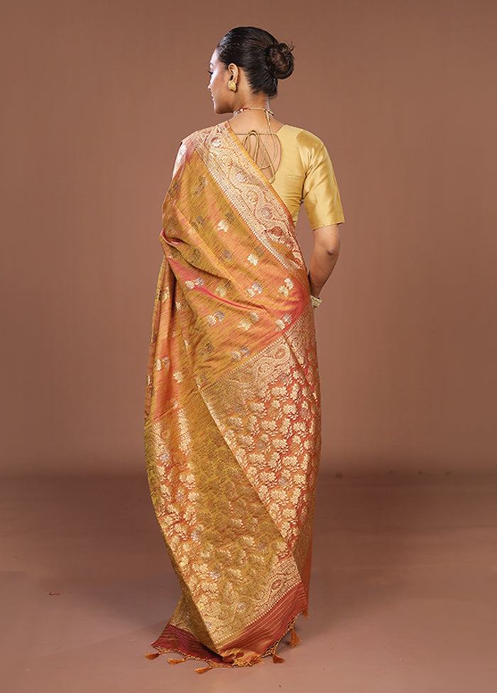 Pink Dupion Silk Saree With Blouse Piece