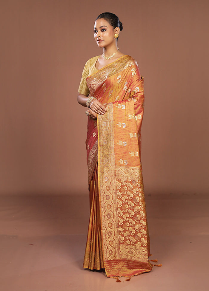 Pink Dupion Silk Saree With Blouse Piece