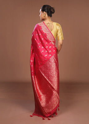 Pink Dupion Silk Saree With Blouse Piece