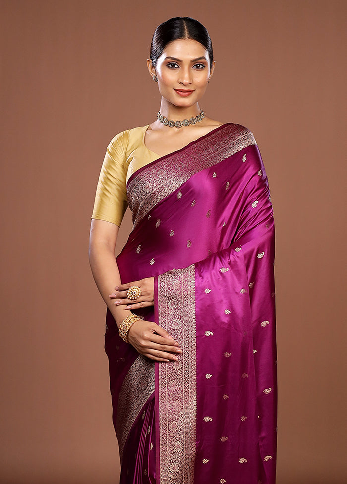 Purple Dupion Silk Saree With Blouse Piece