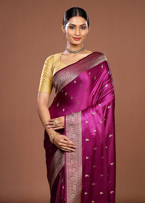 Purple Dupion Silk Saree With Blouse Piece