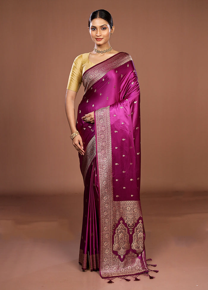Purple Dupion Silk Saree With Blouse Piece