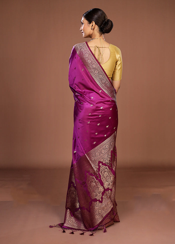 Purple Dupion Silk Saree With Blouse Piece