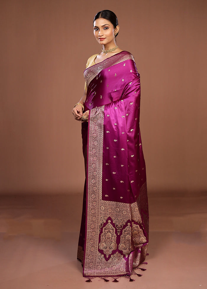 Purple Dupion Silk Saree With Blouse Piece
