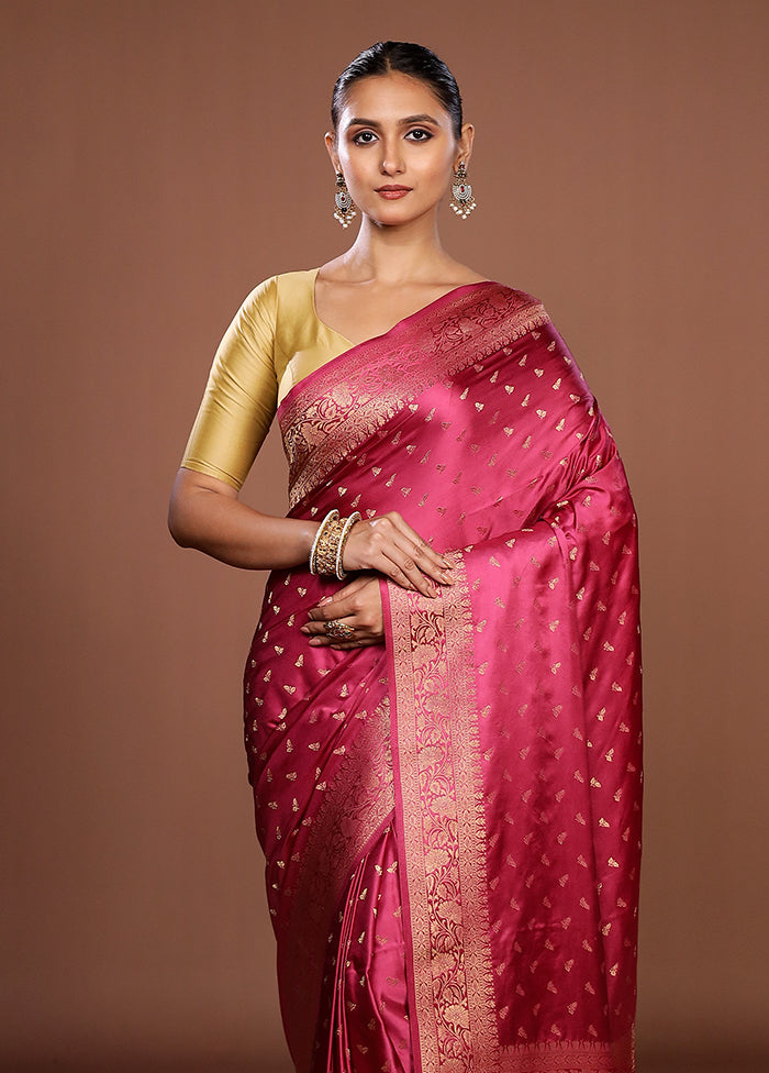 Pink Dupion Silk Saree With Blouse Piece