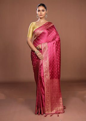 Pink Dupion Silk Saree With Blouse Piece