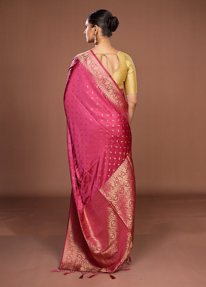 Pink Dupion Silk Saree With Blouse Piece