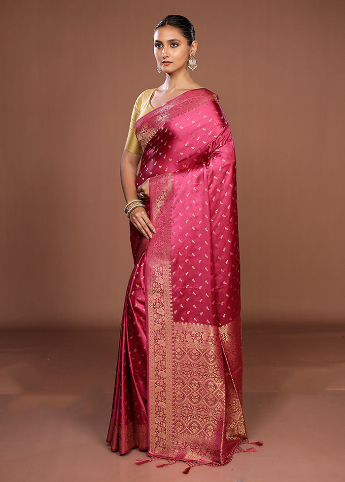 Pink Dupion Silk Saree With Blouse Piece