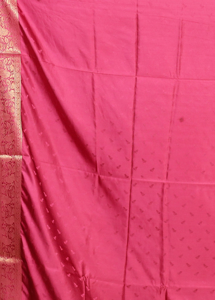 Pink Dupion Silk Saree With Blouse Piece