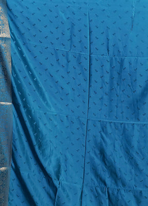 Blue Dupion Silk Saree With Blouse Piece