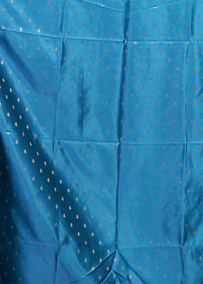 Blue Dupion Silk Saree With Blouse Piece