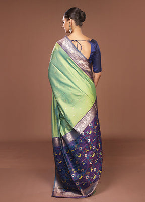 Green Dupion Silk Saree With Blouse Piece