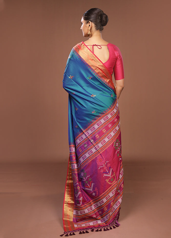 Green Dupion Silk Saree With Blouse Piece