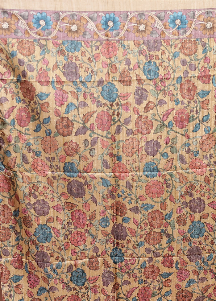 Blue Tussar Silk Saree With Blouse Piece