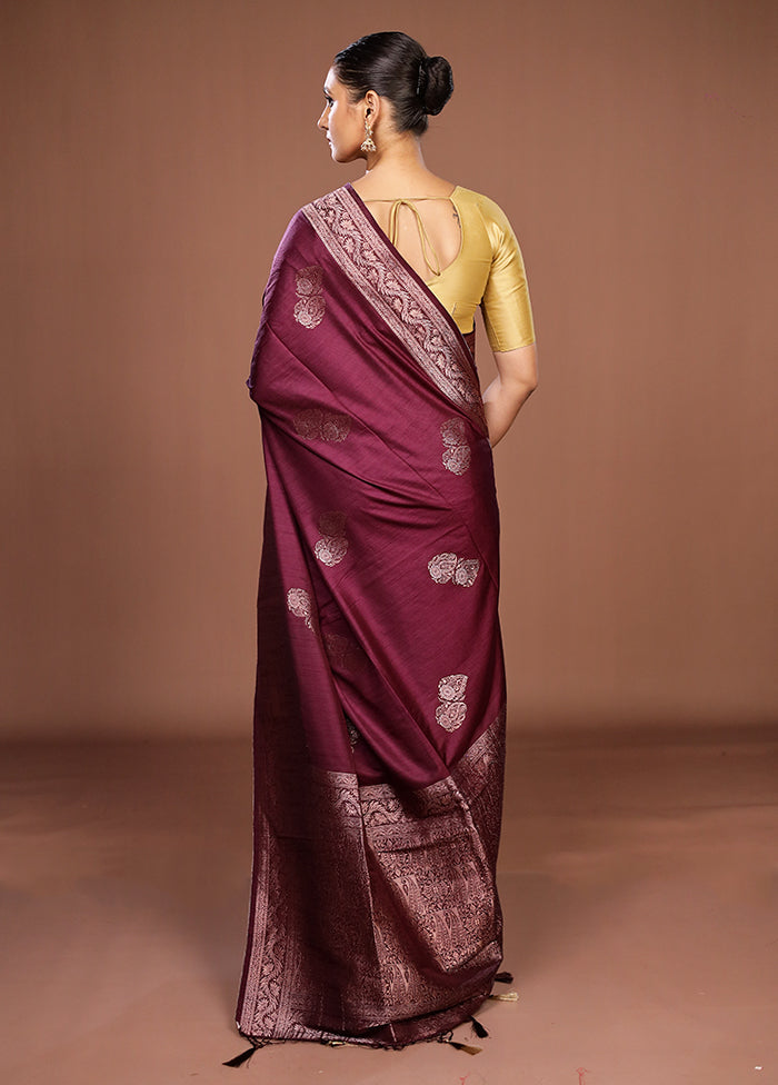 Purple Dupion Silk Saree With Blouse Piece