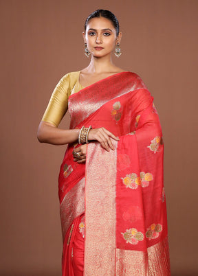 Pink Dupion Silk Saree With Blouse Piece