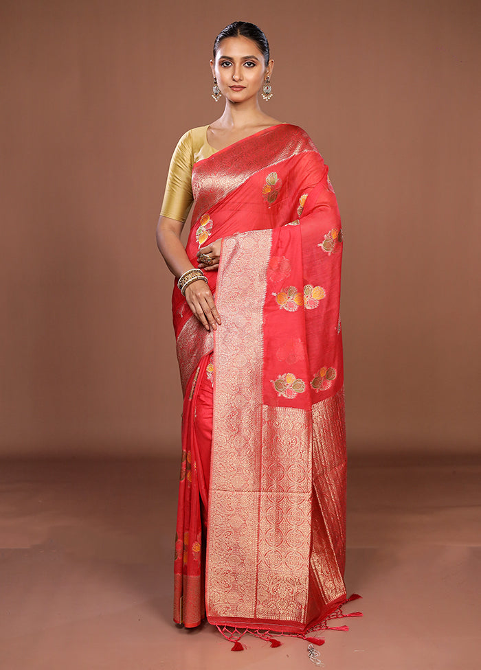 Pink Dupion Silk Saree With Blouse Piece