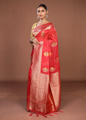 Pink Dupion Silk Saree With Blouse Piece