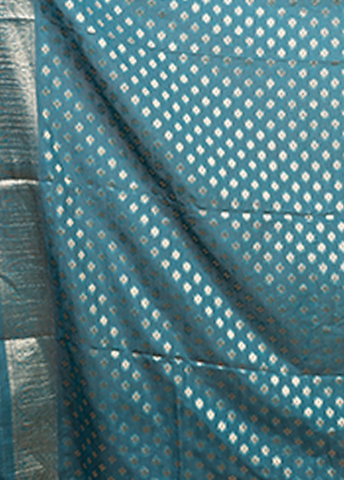 Blue Dupion Silk Saree With Blouse Piece