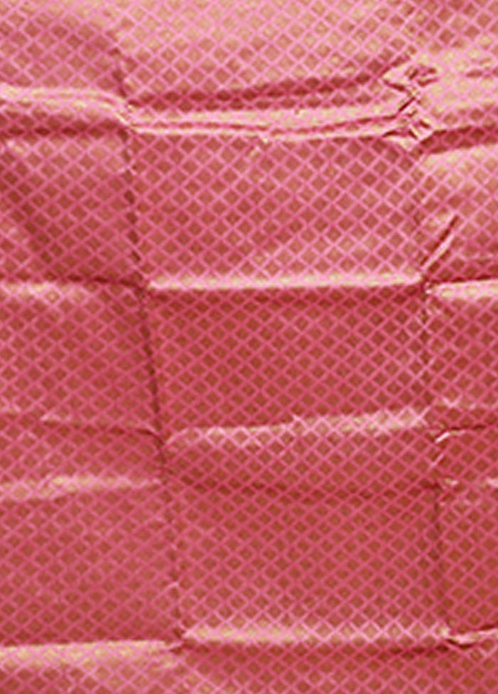 Pink Handloom Tussar Pure Silk Saree With Blouse Piece
