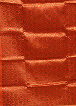 Rust Handloom Tussar Pure Silk Saree With Blouse Piece