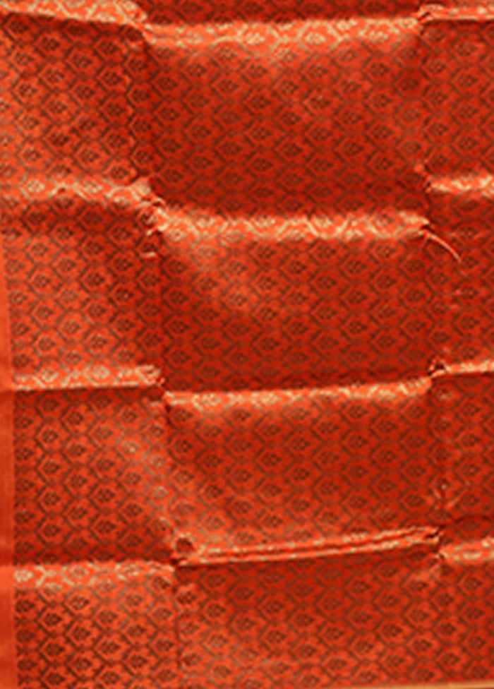 Rust Handloom Tussar Pure Silk Saree With Blouse Piece