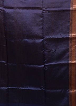 Blue Handloom Tussar Pure Silk Saree With Blouse Piece