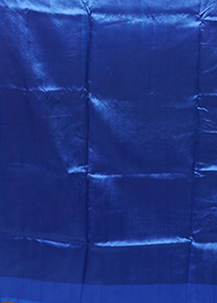 Blue Handloom Tussar Pure Silk Saree With Blouse Piece