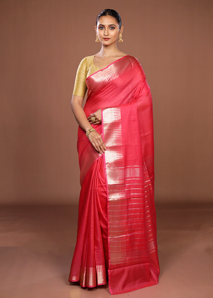 Pink Cotton Saree With Blouse Piece