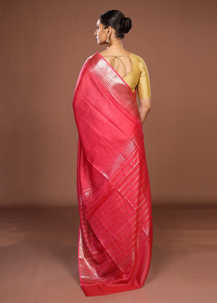 Pink Cotton Saree With Blouse Piece