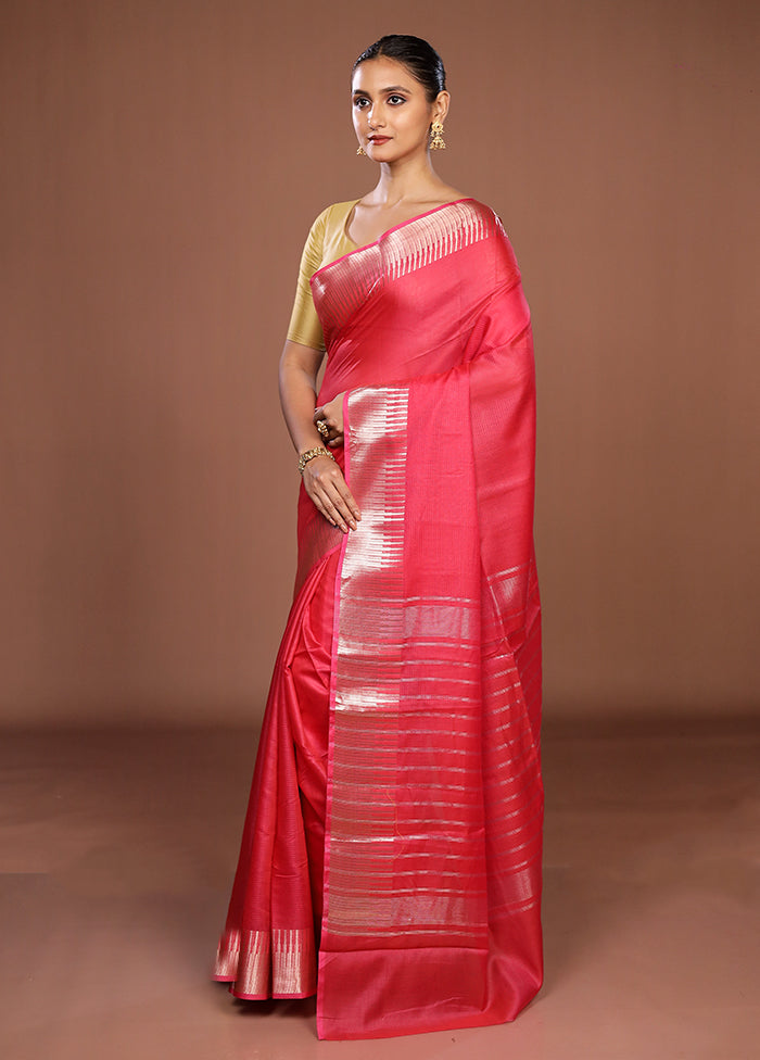 Pink Cotton Saree With Blouse Piece