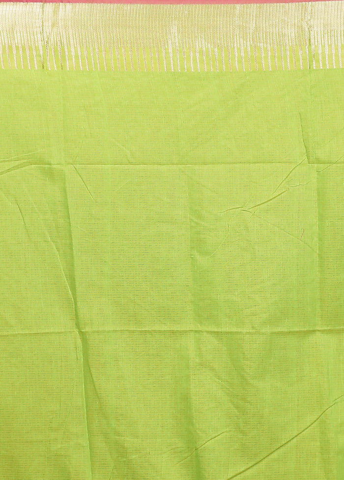 Green Cotton Saree With Blouse Piece