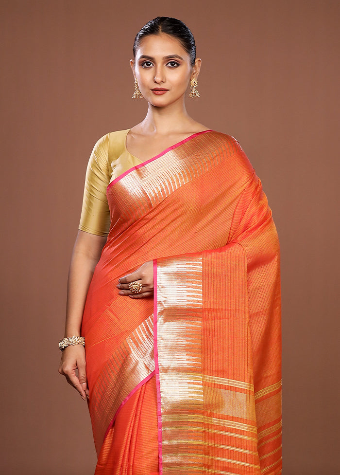 Yellow Cotton Saree With Blouse Piece