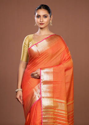 Yellow Cotton Saree With Blouse Piece