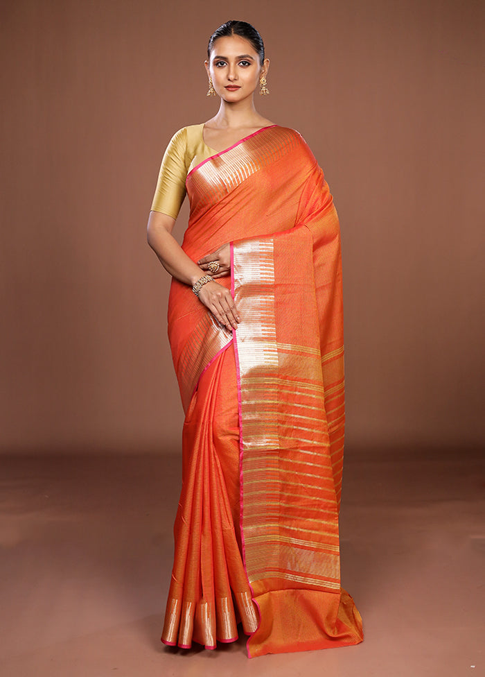 Yellow Cotton Saree With Blouse Piece