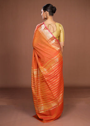 Yellow Cotton Saree With Blouse Piece