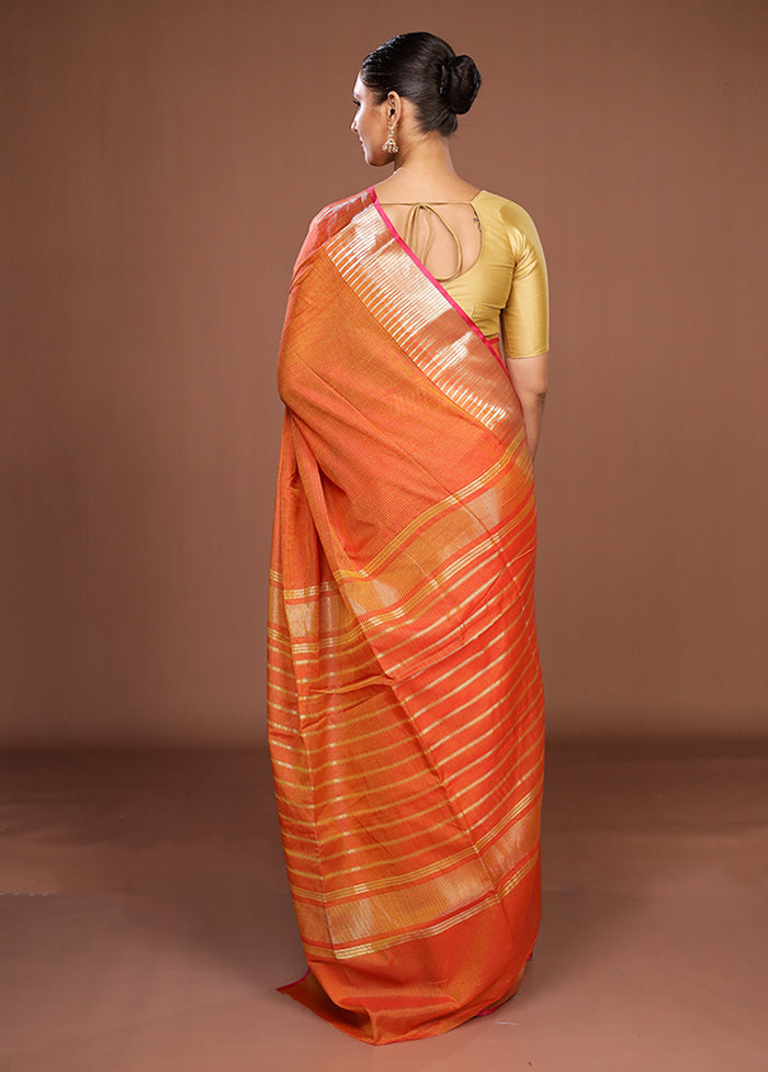 Yellow Cotton Saree With Blouse Piece