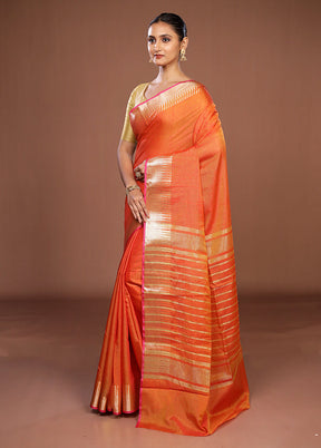 Yellow Cotton Saree With Blouse Piece