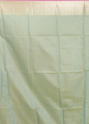 Green Cotton Saree With Blouse Piece
