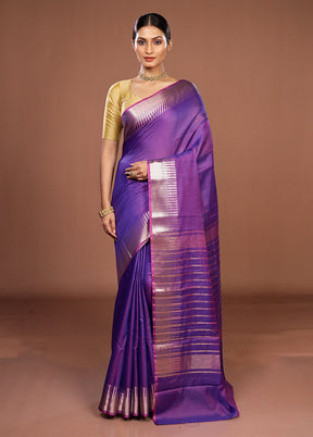 Purple Cotton Saree With Blouse Piece