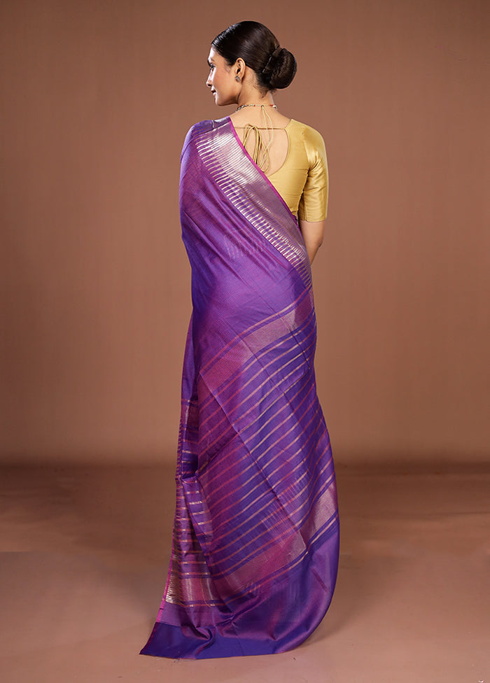 Purple Cotton Saree With Blouse Piece